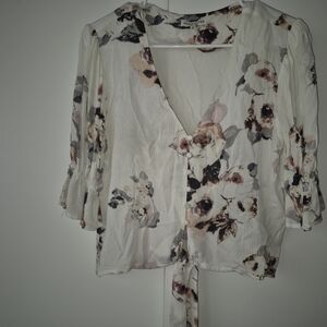 Floral Women's Top with Tie Front
